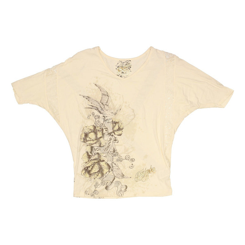 Blusa Oversized Dama Pedrería Diseño Aves Flores Boy London