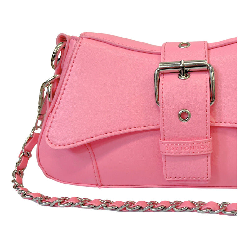 Mini Bolsa Rosa Bandolera Crossbody De Mano Boy London Acabado De Los Herrajes Metalicos