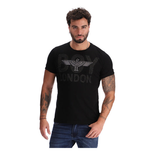 Playera Negra De Hombre Pedreria Letras Y Logo Boy London