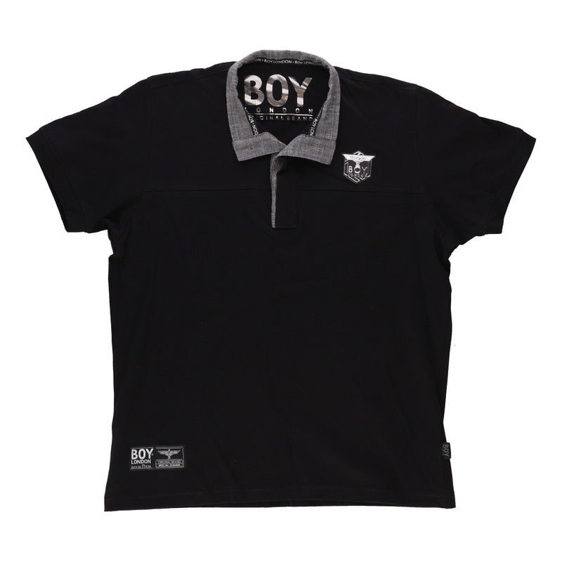 Playera Negra Tipo Polo Aplicacion Vinil Hombre Boy London