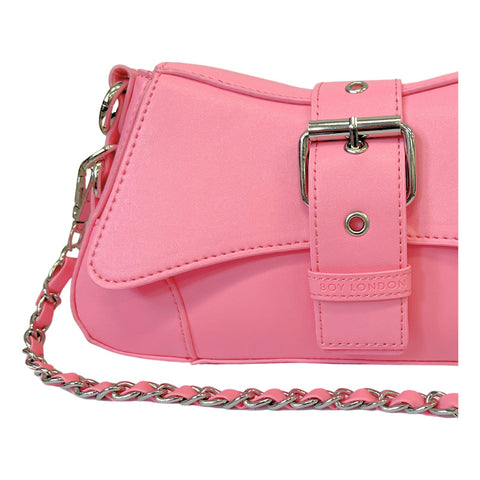 Mini Bolsa Rosa Bandolera Crossbody De Mano Boy London Rosa Liso Metalicos
