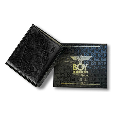 Cartera Negra De Piel Plegable Hombre Elegante Boy London Negro 106