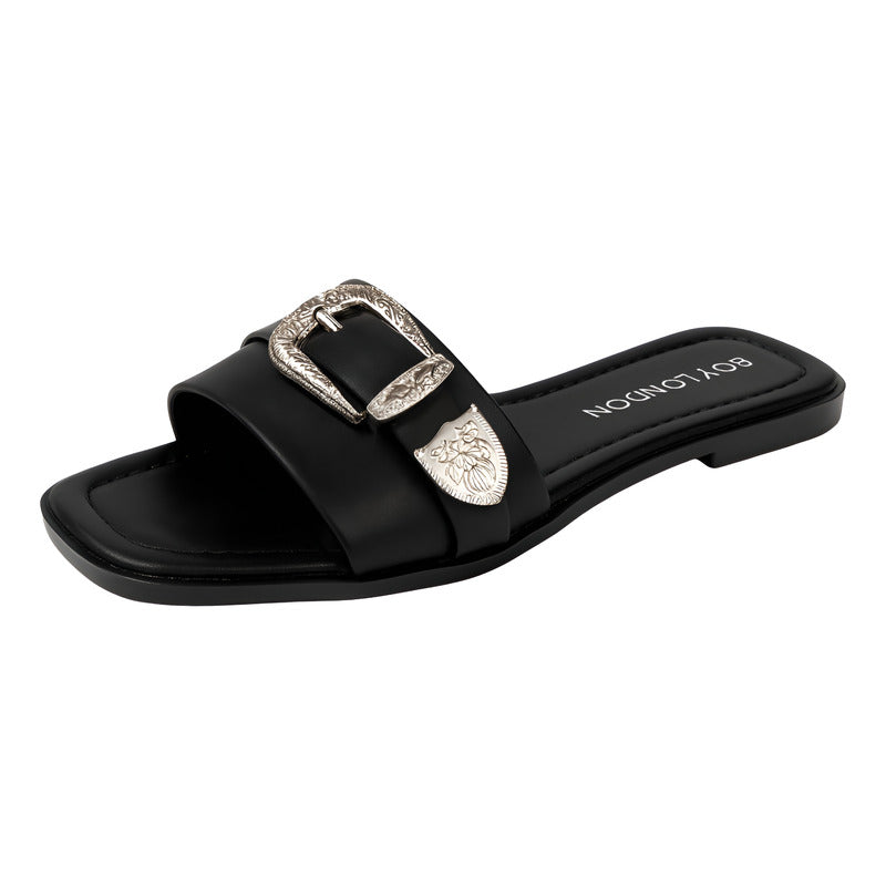 Sandalia Para Mujer Casual Con Hebilla Boy London Shoes