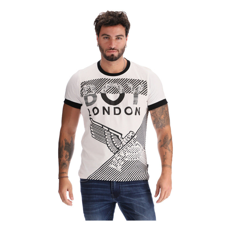Playera Blanca Manga Corta Hombre Texturizada Boy London