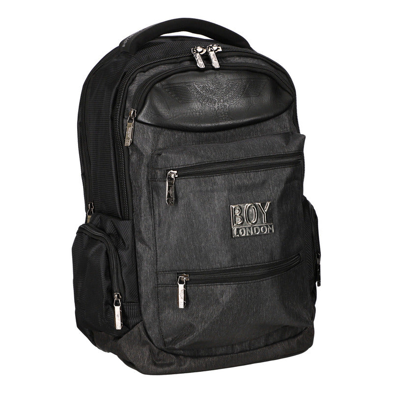 Backpack Mochila Urbana Escolar Aguila Vinipiel Boy London Color Negro Diseño De La Tela Liso