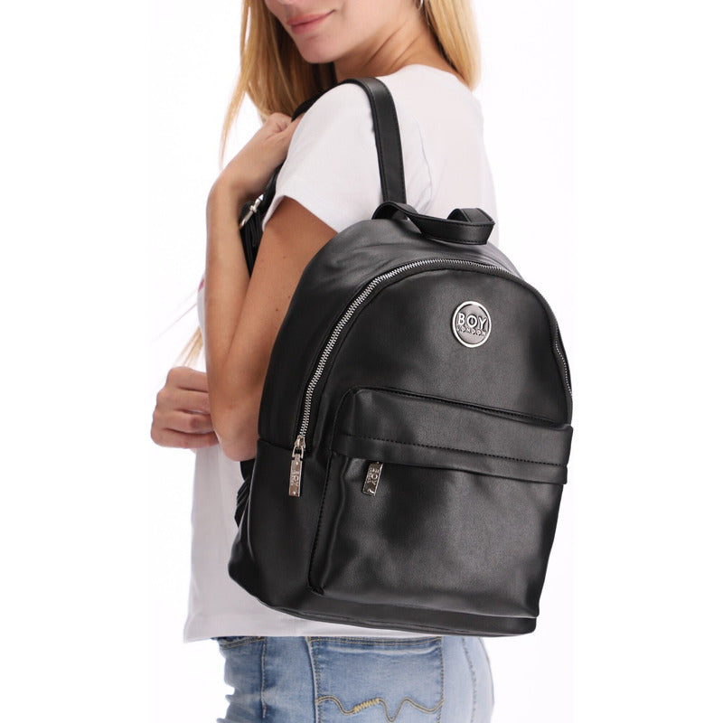 Mini Mochila Negra Para Mujer Dama Antirrobo Boy London Color Negro Diseño De La Tela Liso