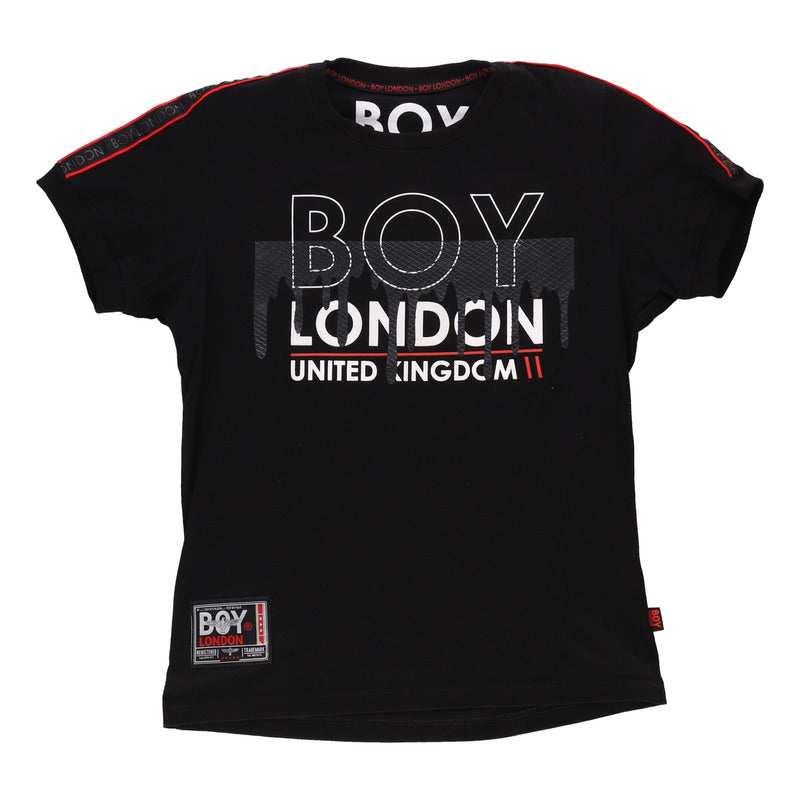 Playera Negra Hombre Texturizada United Kingdom Boy London