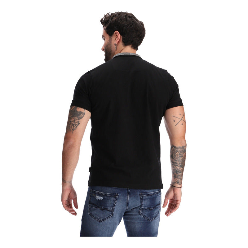 Playera Negra Tipo Polo Aplicacion Vinil Hombre Boy London