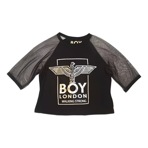 Blusa Boy London Mujer Negra Mesh Dorado Walking Strong