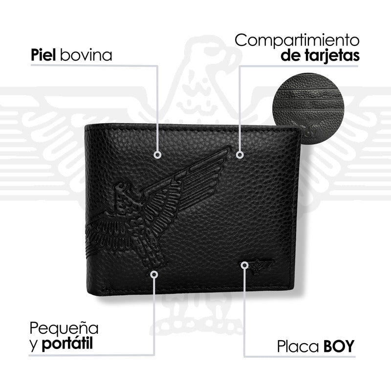 Cartera Negra De Piel Plegable Hombre Original Boy London