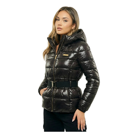 Chamarra Capitonada De Dama Con Gorro Boy London Negro