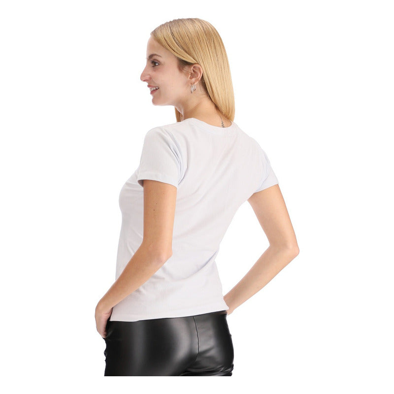 Playera Blanca Mujer Letras Con Brillos Negros Boy London