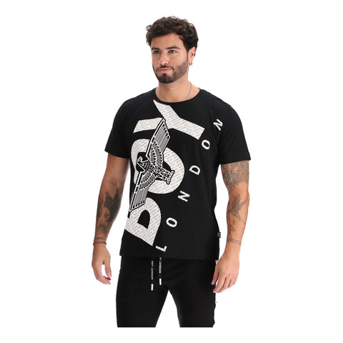 Playera Boy London Negra Logo Águila Estampado Para Hombre Negro Grande