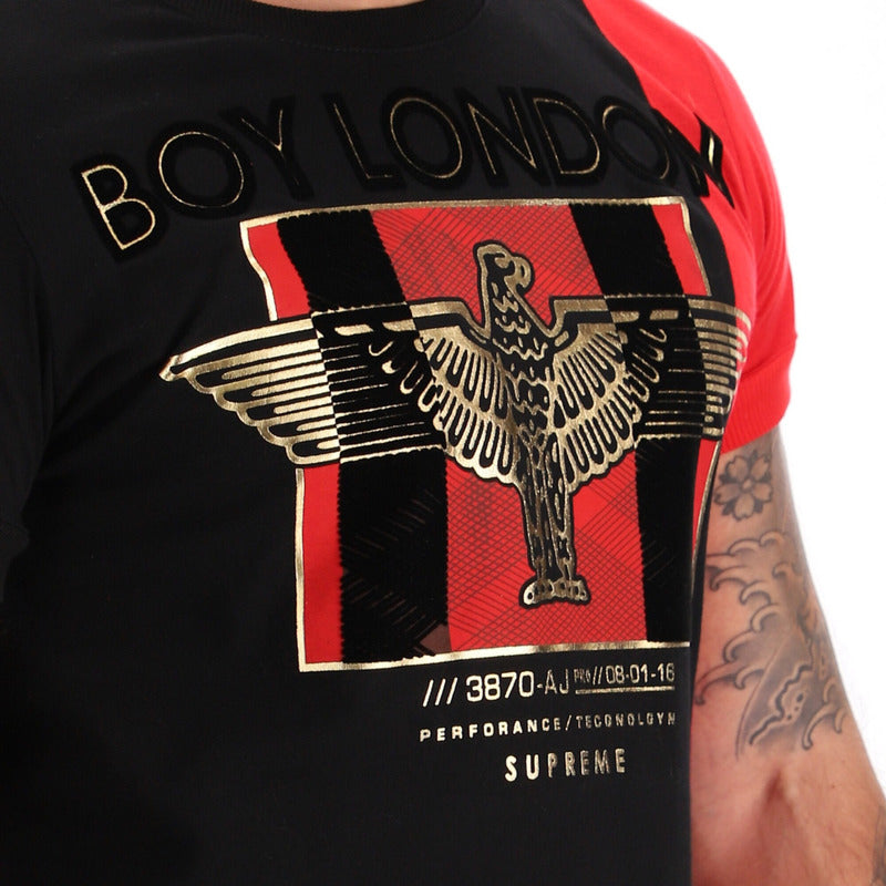 Playera Negra De Hombre Foil Dorado Y Terciopelo Boy London