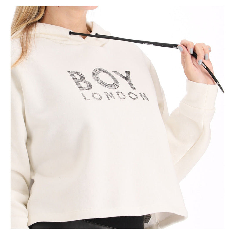 Sudadera Crop Top Mujer Ombliguera Con Pedreria Boy London