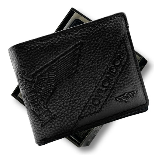 Cartera Negra De Piel Plegable Hombre Elegante Boy London