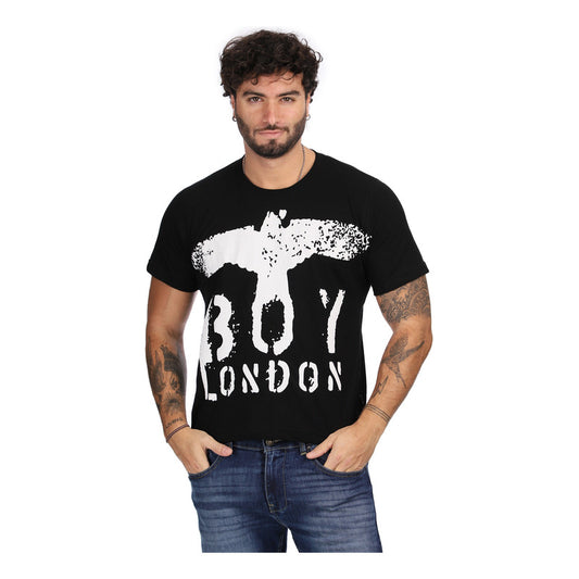 Playera Negra Manga Corta Estampado Águila Blanca Boy London