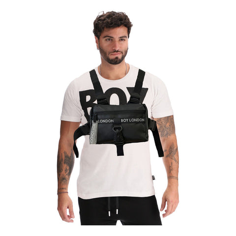 Pechera Chaleco Bolsa De Pecho Táctica Cangurera Boy London Color Negro Diseño De La Tela Lisa Liso