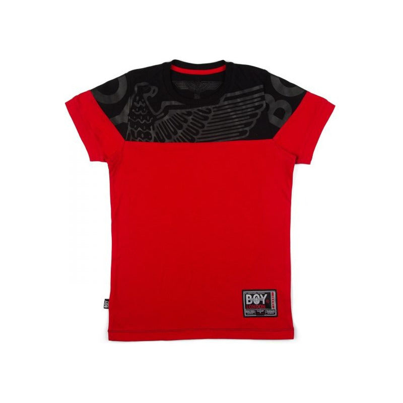Playera Manga Corta Roja Y Negro Hombre Estampado Boy London