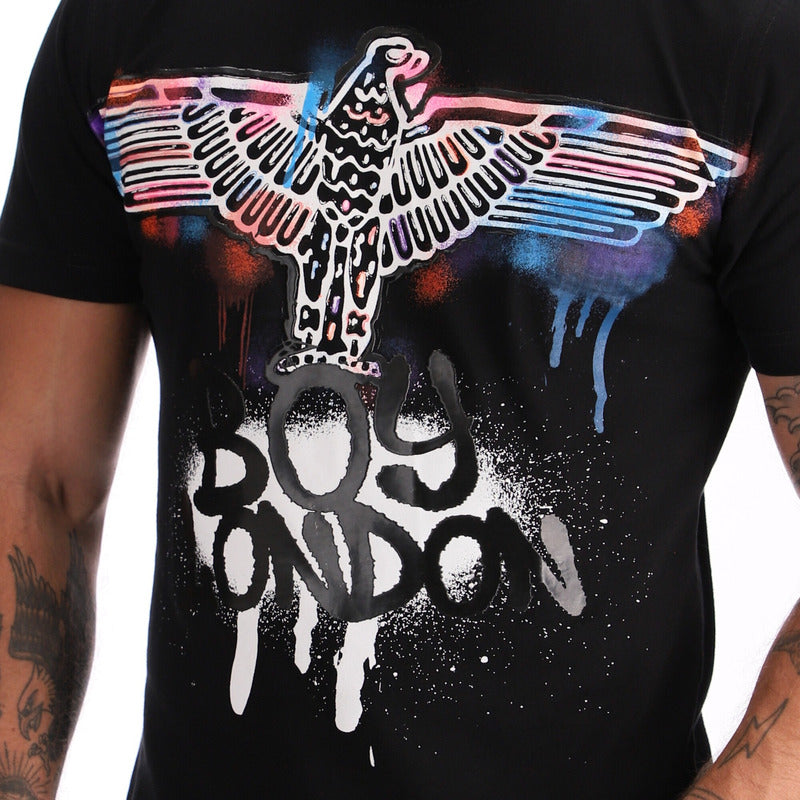 Playera Manga Corta Hombre Grafiti Tinta Azul Boy London