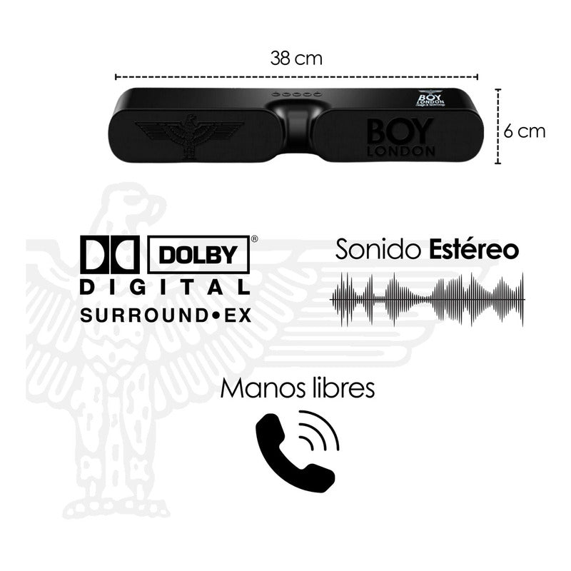 Bocina De Bluetooth Doble Portátil Usb Dolby Mp3 Boy London Color Negro