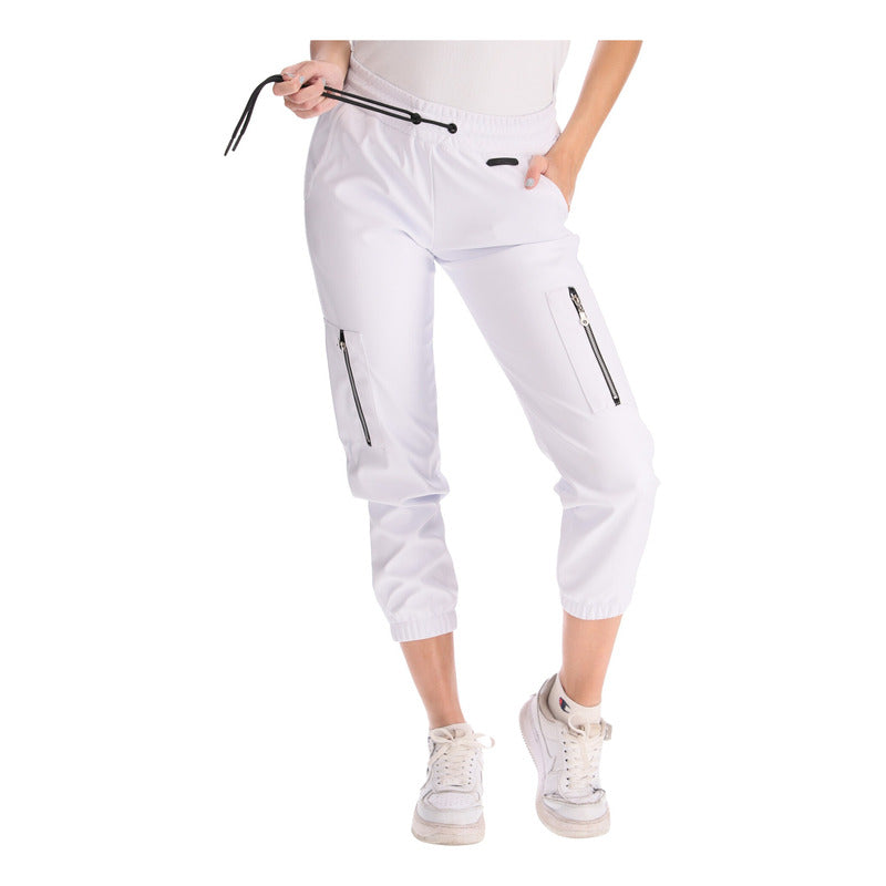 Pantalón Jogger Blanco De Vinipiel para Mujer Casual Juvenil Boy London
