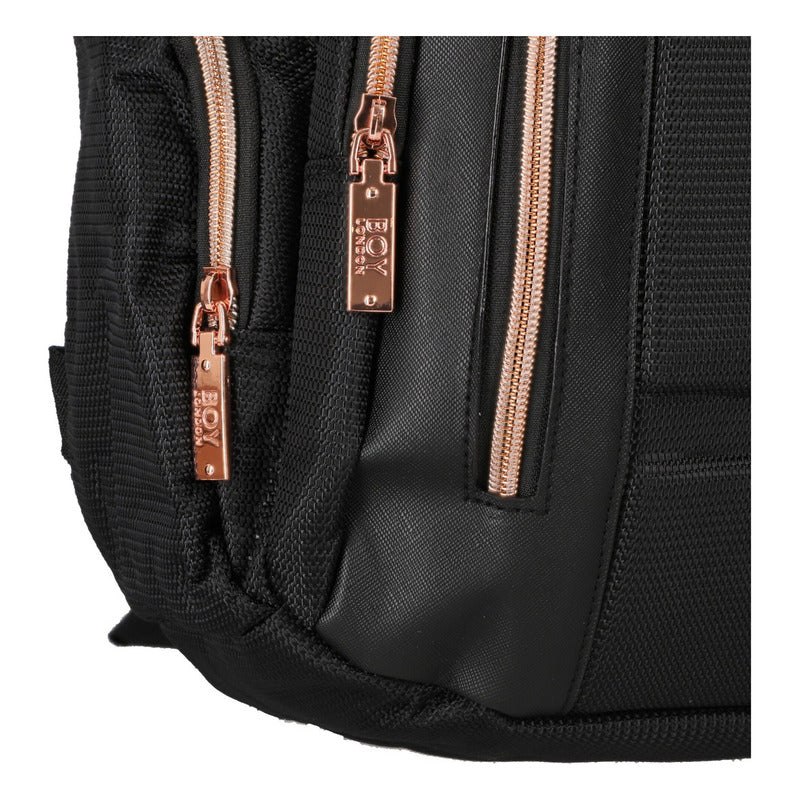 Backpack Mochila Mujer Cierres Rose Gold Casual Boy London