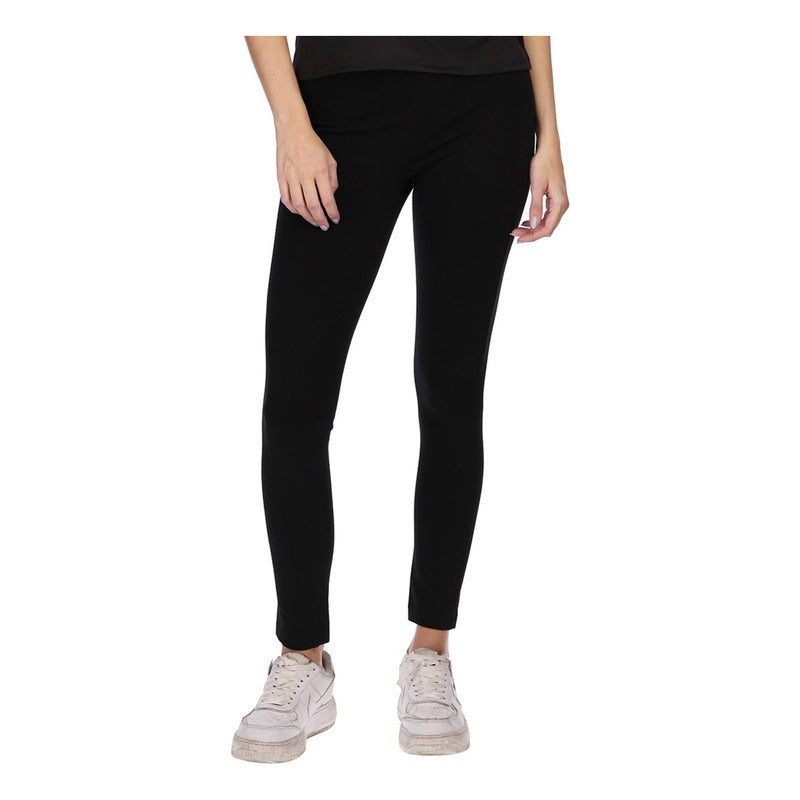 Leggins Mallon Casual Negro Con Cierres Y Placa Boy London