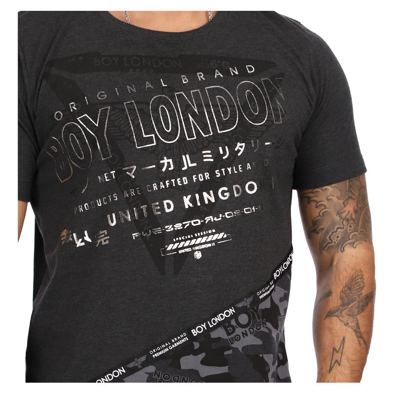 Playera Gris Hombre Manga Corta Uk Original Brand Boy London