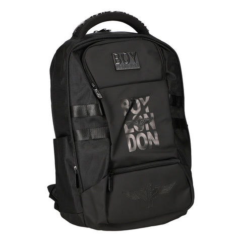 Backpack Mochila Negra Reflejante Placa Metálica Boy London