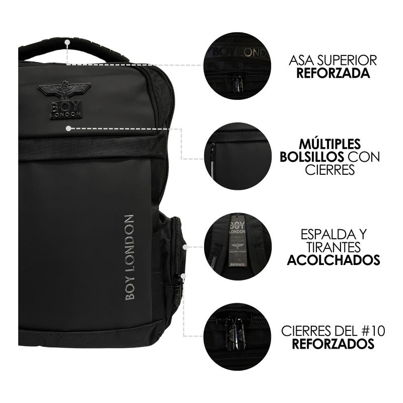 Mochila Portalaptop Reforzada Escolar Reflectante Boy London