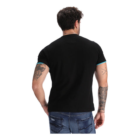 Playera Negra Hombre Estampado Azul Y Terciopelo Boy London