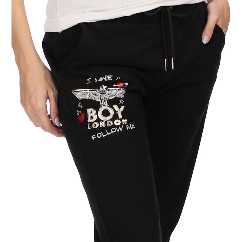 Pants Negro De Mujer Dama Jogger Casual I Love Boy London