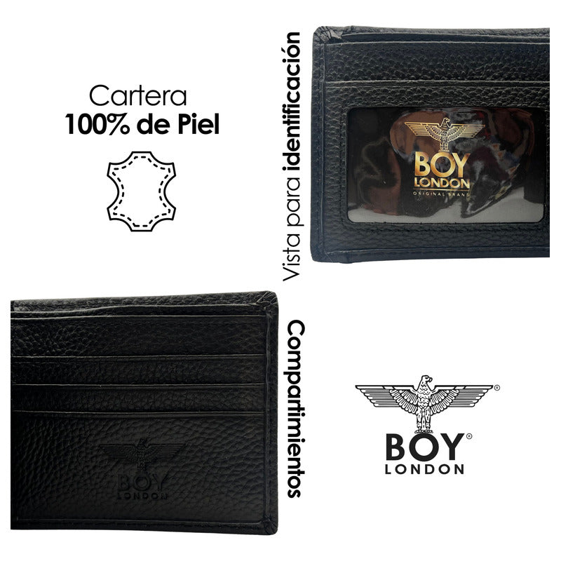 Cartera Negra De Piel Para Hombre Original Boy London