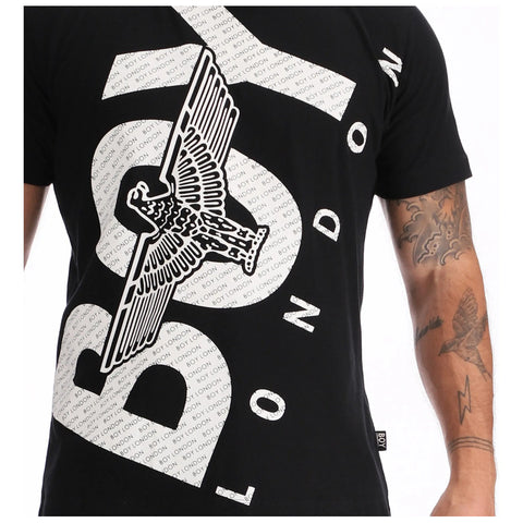 Playera Boy London Negra Logo Águila Estampado Para Hombre Negro Grande