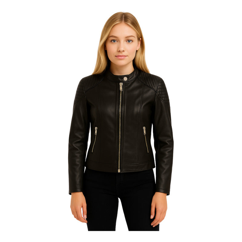 Chamarra Vinipiel Casual Biker De Dama Boy London