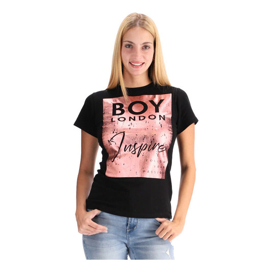 Playera Negra Mujer Foil Rosa Inspire De Algodon Boy London