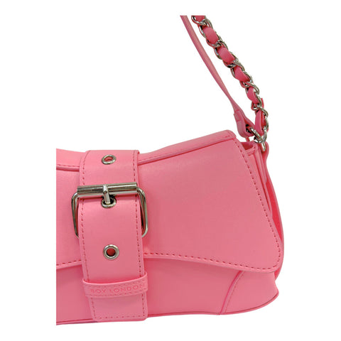 Mini Bolsa Rosa Bandolera Crossbody De Mano Boy London Rosa Liso Metalicos