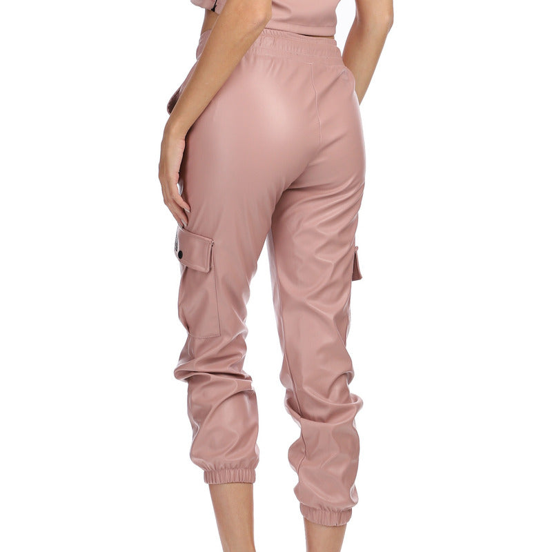 Pantalón Jogger Rosa De Vinipiel Casual Juvenil Boy London