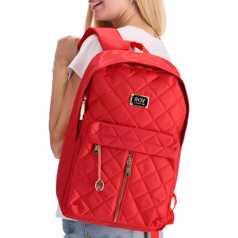 Mochila Casual Mujer Moda Urbana Boy London Color Rojo Liso