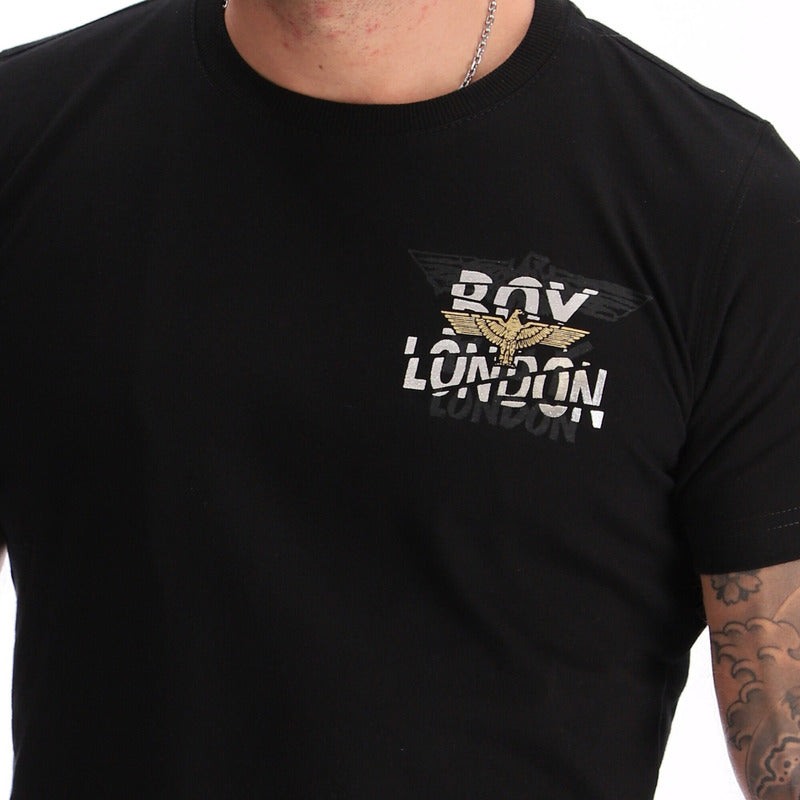 Playera Manga Corta Hombre Estampado Metalico Hd Boy London