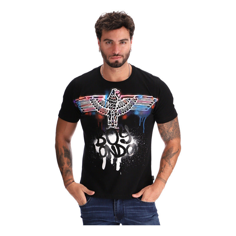 Playera Manga Corta Hombre Grafiti Tinta Azul Boy London
