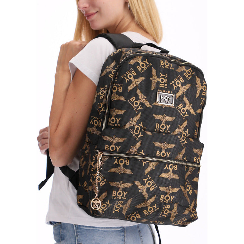 Mochila Para Mujer Dama Laptop De 13 Backpack Boy London Color Negro Diseño De La Tela Liso