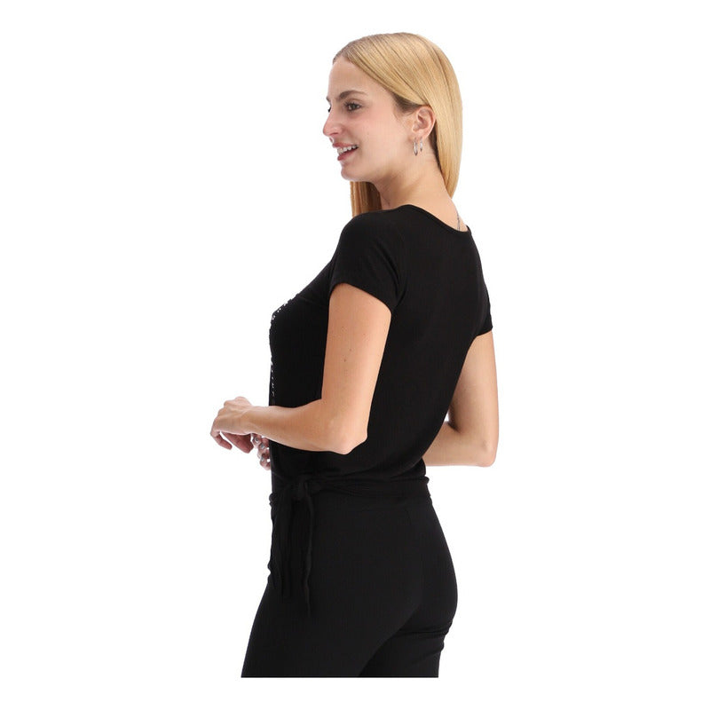 Blusa Dama Letras Plata Con Nudos A Los Costados Boy London