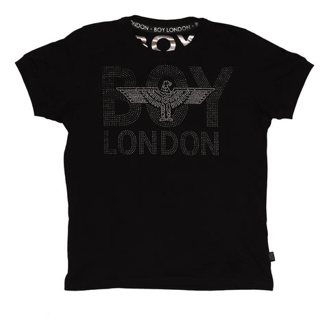 Playera Negra De Hombre Pedreria Letras Y Logo Boy London