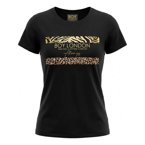 Playera Negra Boy London Mujer Animal Print Dorada Negro