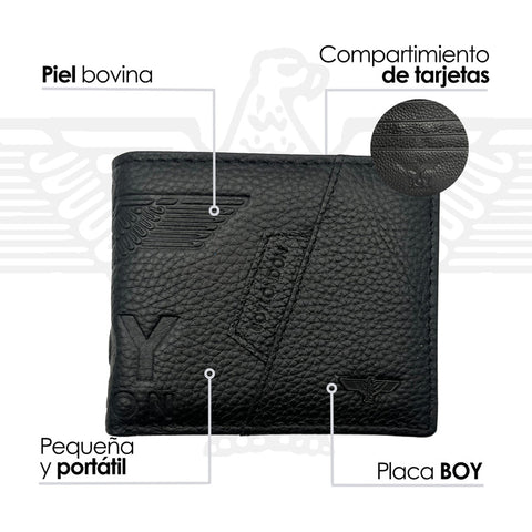 Cartera De Piel Para Hombre Negra Boy London Original Negro 103