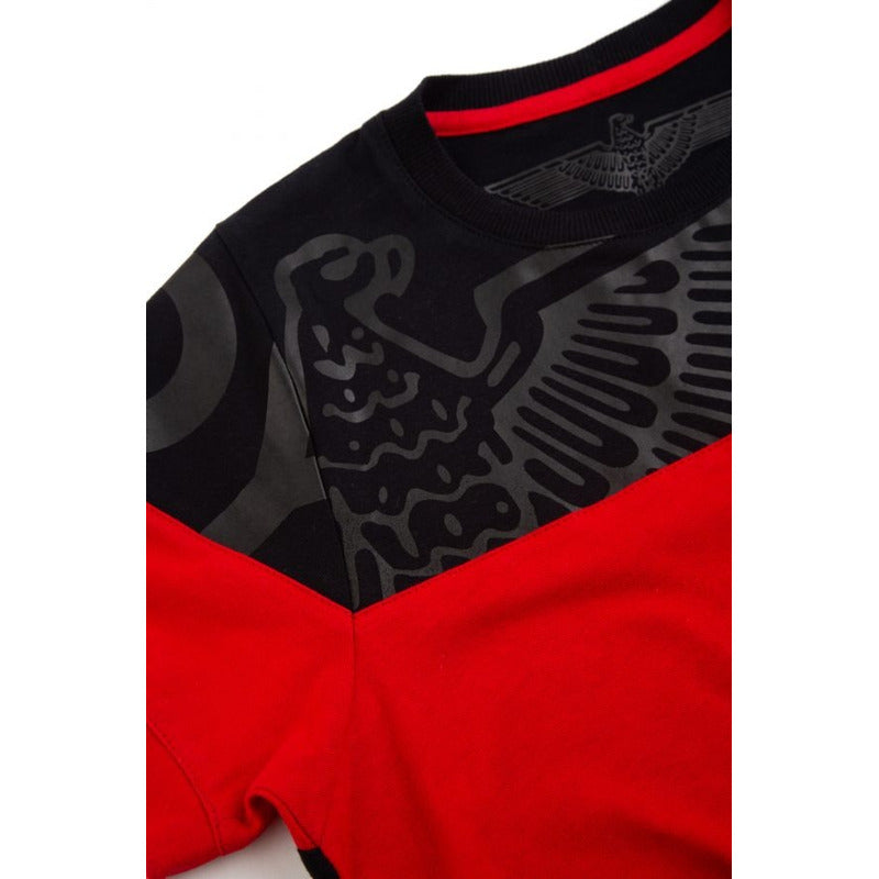 Playera Manga Corta Roja Y Negro Hombre Estampado Boy London