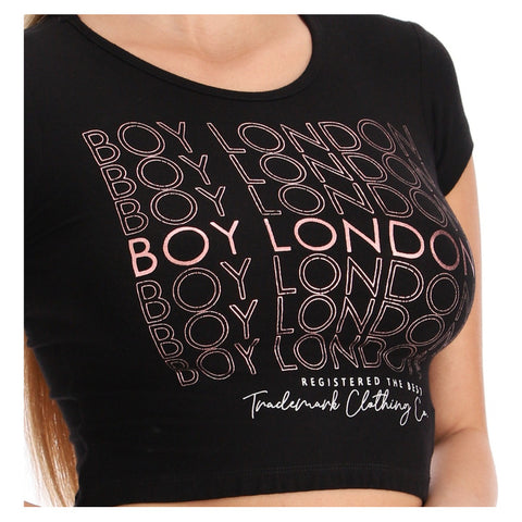 Blusa Crop Top Ombliguera Dama Letras Rose Gold Boy London