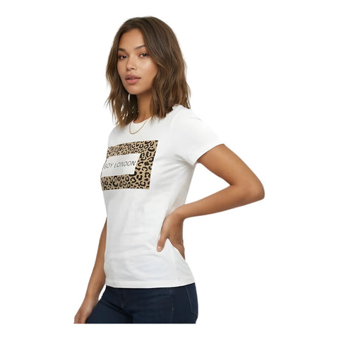 Playera Boy London Mujer Blanca Estampado Animal Print Blanco Animal Print S